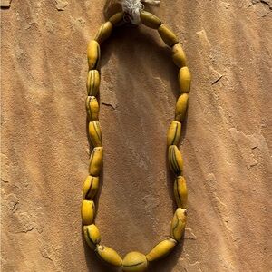Vintage African Krobo Powder Glass Beads – Ghana Trade Beads Large Yellow Barrel